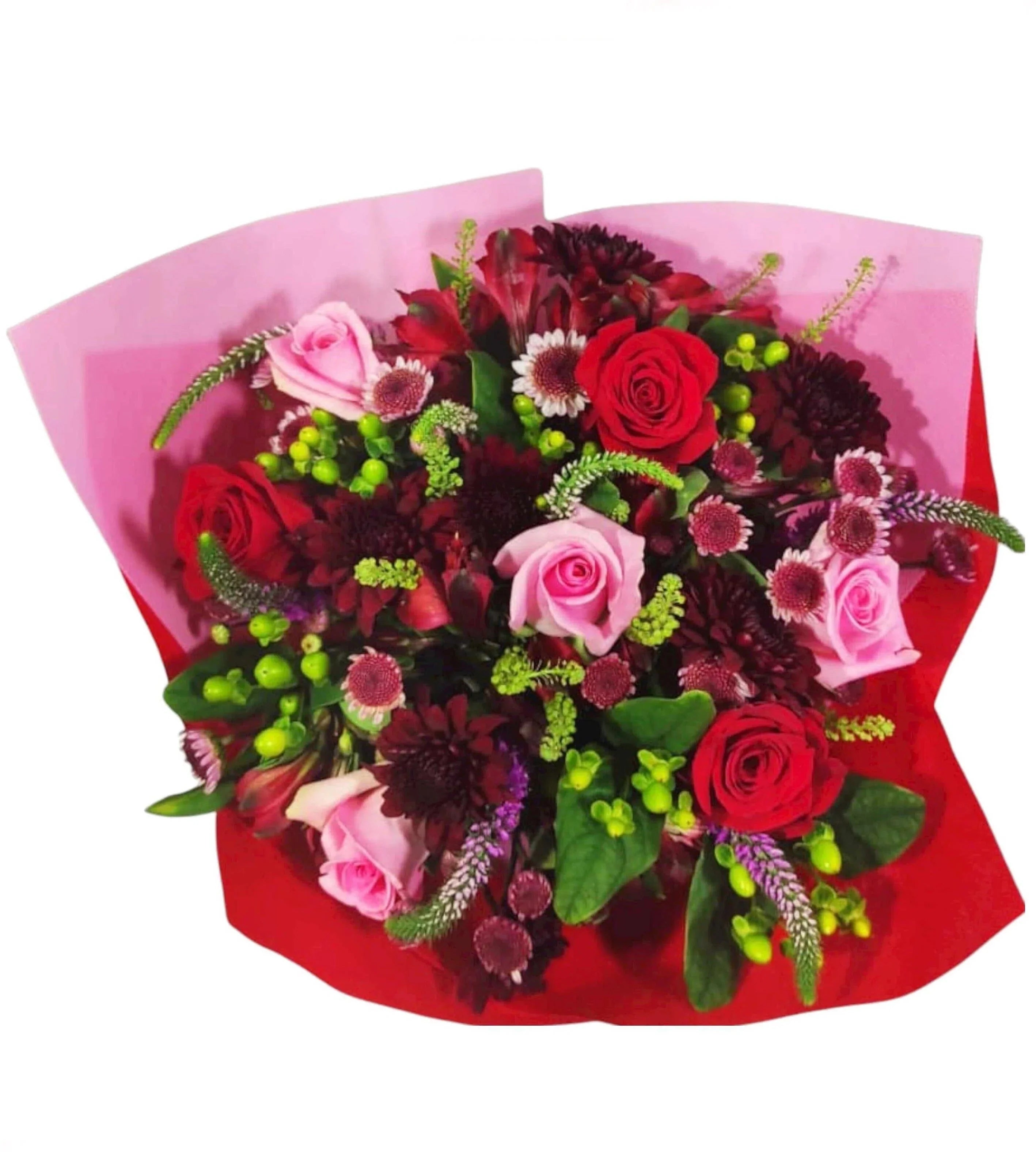 Flirt and Fun from Flower Co. is the bouquet of love! With red, burgundy and pink flowers, you will make the day of that person you love. Send fresh, long-lasting flowers.