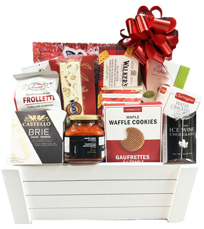Gourmet White Crate Snack Gift Basket