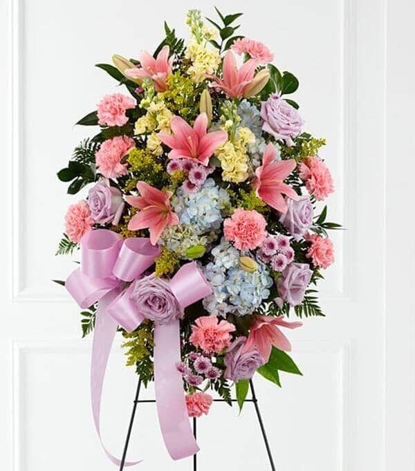 Sympathy Arrangement In Basket (Large) - Multicolor Bright Mixed Flowers