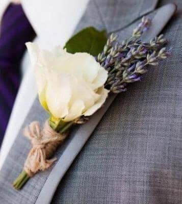 White Rose And Lavender Boutonniere | White Rose Boutonniere