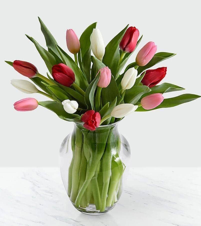 Here in My Heart Tulip Bouquet - vase of assorted tulips