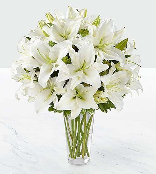 Spirited Grace - Lily Bouquet - white lilies , vase arrangement