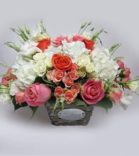 Vintage Flowers Basket Arrangement™